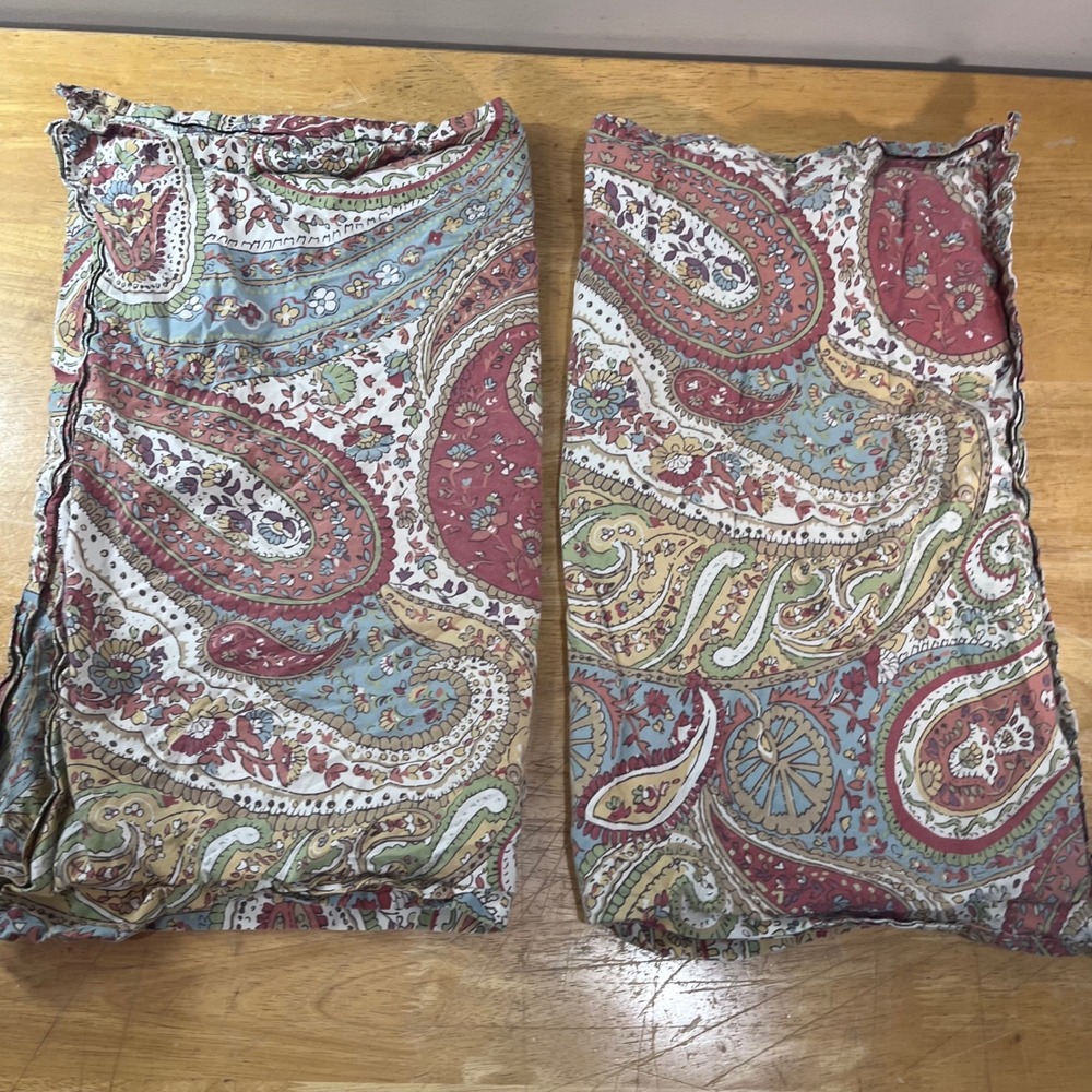 Pottery Barn Harper Paisley Standard Pillow Shams Set of 2 Multicolor Boho Vtg